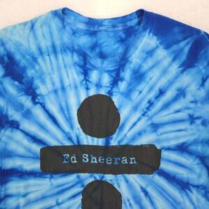 Ed Sheeran Band Casual Crew Neck Graphic Shirt Adult Mens Size Large L Blue